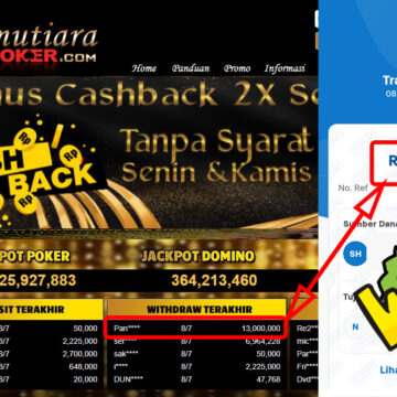 Bukti Withdraw ( 13.000.000,-) Member Setia Mutiarapoker