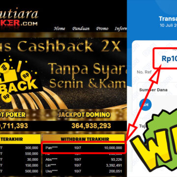 Bukti Withdraw ( 10.000.000,-) Member Setia Mutiarapoker