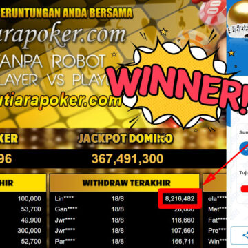 Bukti Withdraw ( 8,216,482.-) Member Setia Mutiarapoker