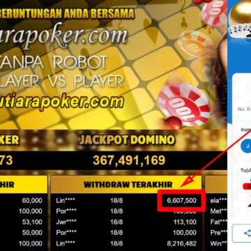 Bukti Withdraw ( 6,607,500.-) Member Setia Mutiarapoker