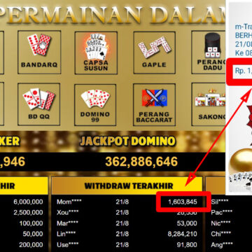 Bukti Withdraw ( 1,603,845.-) Member Setia Mutiarapoker