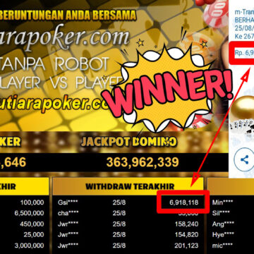 Bukti Withdraw ( 6.918.118,-) Member Setia Mutiarapoker