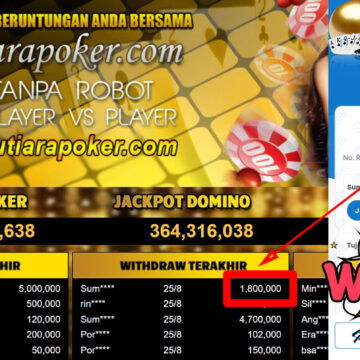 Bukti Withdraw ( 1.800.000,-) Member Setia Mutiarapoker