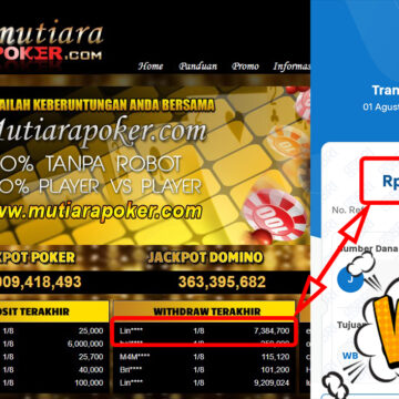 Bukti Withdraw ( 7.384.700,-) Member Setia Mutiarapoker