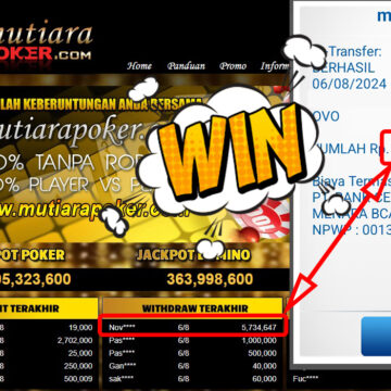 Bukti Withdraw ( 5,734,647,-) Member Setia Mutiarapoker