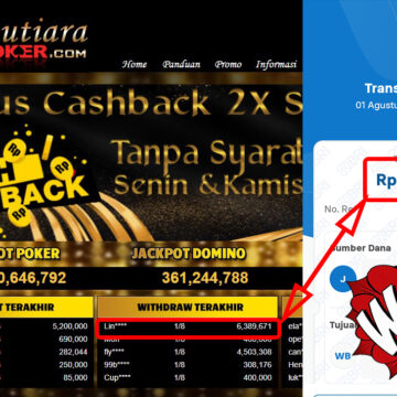 Bukti Withdraw ( 6,389,671,-) Member Setia Mutiarapoker