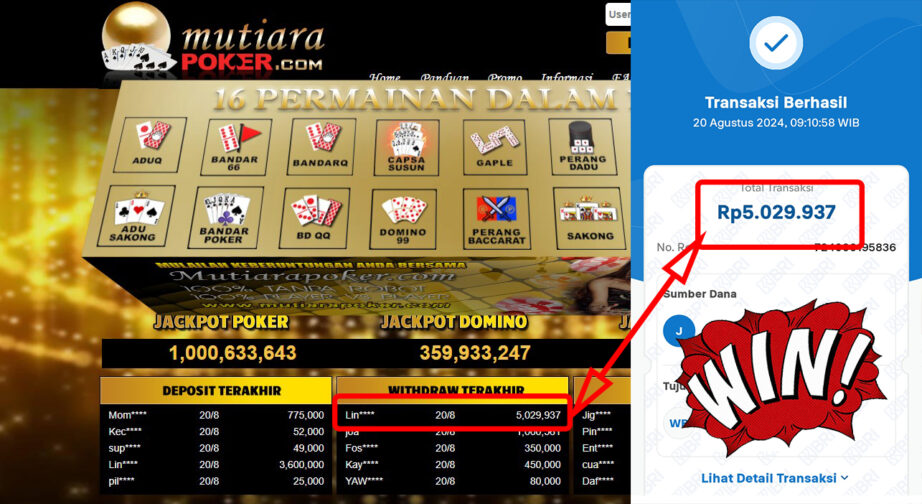 Bukti Withdraw (5,029,937,-) Member Setia Mutiarapoker