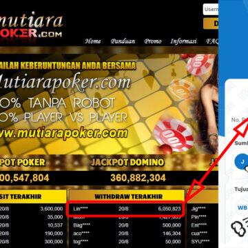 Bukti Withdraw (6,050,823,-) Member Setia Mutiarapoker