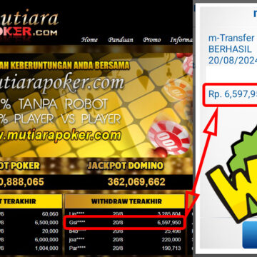 Bukti Withdraw (6,597,950,-) Member Setia Mutiarapoker