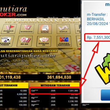 Bukti Withdraw (7,551,300,-) Member Setia Mutiarapoker