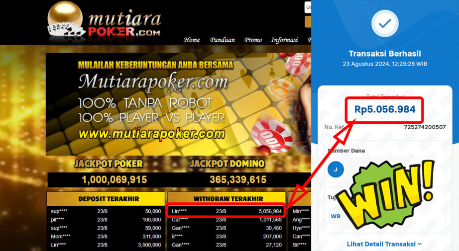 Bukti Withdraw (5,056,984,-) Member Setia Mutiarapoker