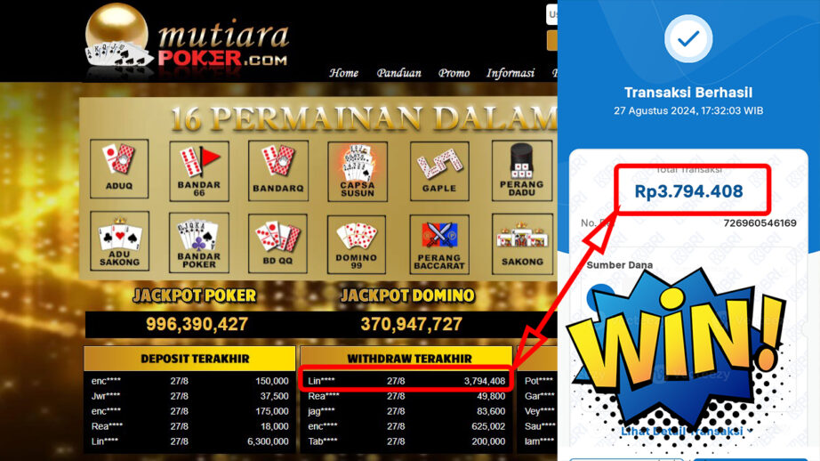 Bukti Withdraw ( 3,794,408,-) Member Setia Mutiarapoker