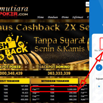 Bukti Withdraw ( 3.000.000,-) Member Setia Mutiarapoker