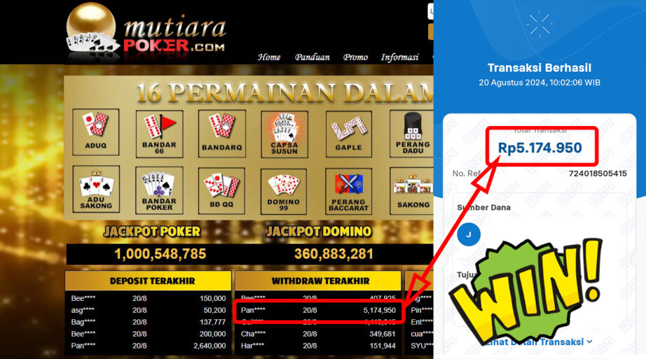 Bukti Withdraw (5,174,950,-) Member Setia Mutiarapoker