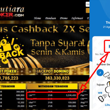 Bukti Withdraw (5,516,435,-) Member Setia Mutiarapoker