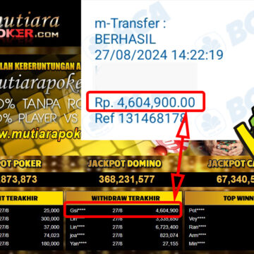 Bukti Withdraw ( 4,604,900,-) Member Setia Mutiarapoker