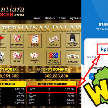 Bukti Withdraw ( 9.209.024,-) Member Setia Mutiarapoker