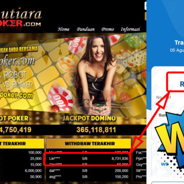 Bukti Withdraw ( 8.731.836,-) Member Setia Mutiarapoker