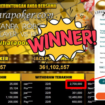 Bukti Withdraw ( 2.700.000,-) Member Setia Mutiarapoker