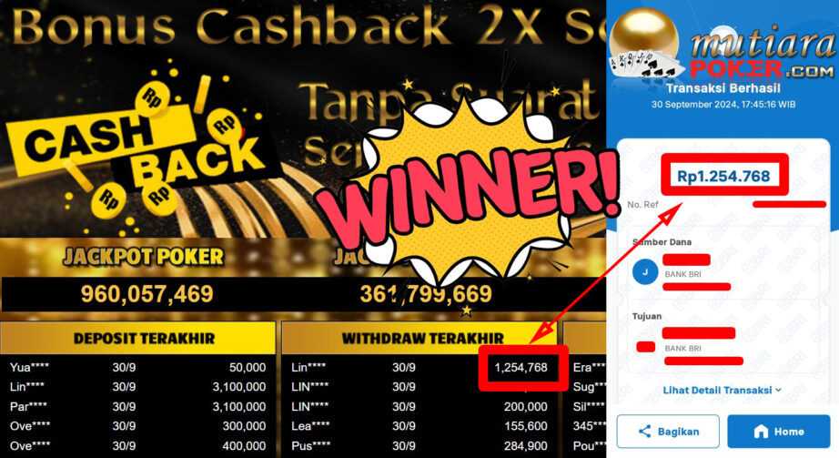 Bukti Withdraw ( 1.254.768,-) Member Setia Mutiarapoker