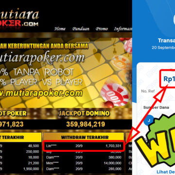 Bukti Withdraw ( 1,703,331,-) Member Setia Mutiarapoker