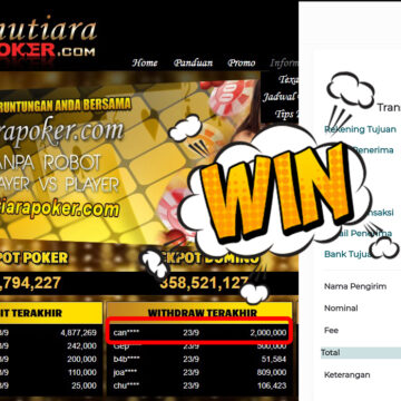 Bukti Withdraw ( 2,000,000,-) Member Setia Mutiarapoker