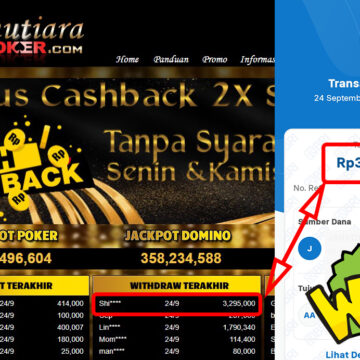 Bukti Withdraw ( 3,295,000,-) Member Setia Mutiarapoker