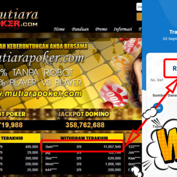 Bukti Withdraw ( 11,007,949,-) Member Setia Mutiarapoker