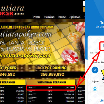 Bukti Withdraw ( 1,007,000,-) Member Setia Mutiarapoker