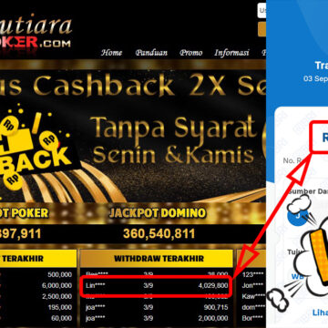 Bukti Withdraw ( 4,029,800,-) Member Setia Mutiarapoker