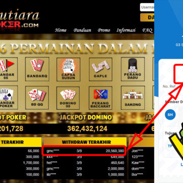 Bukti Withdraw ( 20,560,380,-) Member Setia Mutiarapoker