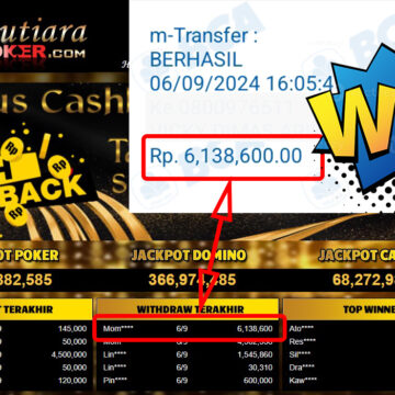 Bukti Withdraw ( 6,138,600,-) Member Setia Mutiarapoker