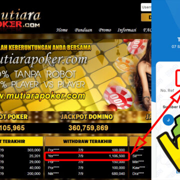 Bukti Withdraw ( 1,106,500,-) Member Setia Mutiarapoker