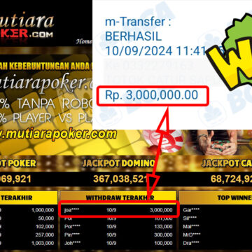 Bukti Withdraw ( 3,000,000,-) Member Setia Mutiarapoker