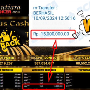 Bukti Withdraw ( 15,000,000,-) Member Setia Mutiarapoker