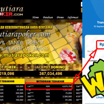 Bukti Withdraw ( 6,875,704,-) Member Setia Mutiarapoker