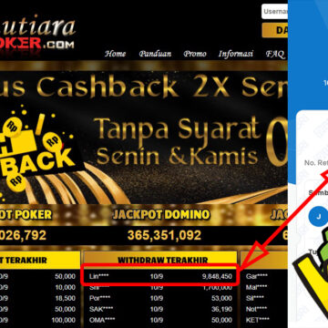 Bukti Withdraw ( 9,848,450,-) Member Setia Mutiarapoker