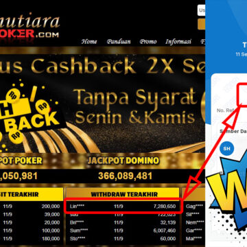 Bukti Withdraw ( 7,280,650,-) Member Setia Mutiarapoker