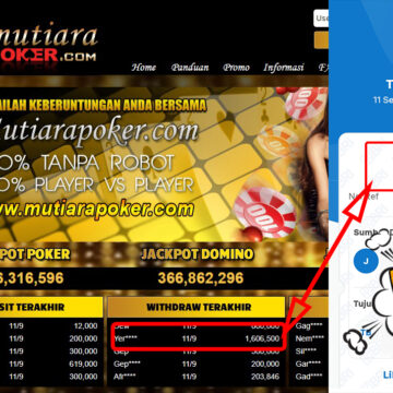 Bukti Withdraw ( 1,606,500,-) Member Setia Mutiarapoker