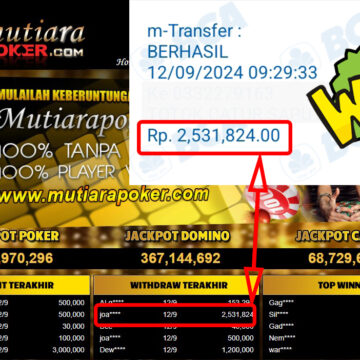 Bukti Withdraw ( 2,531,824,-) Member Setia Mutiarapoker