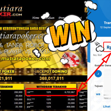 Bukti Withdraw ( 6,722,067,-) Member Setia Mutiarapoker