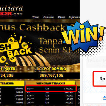 Bukti Withdraw ( 1,400,000,-) Member Setia Mutiarapoker