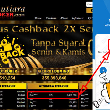 Bukti Withdraw ( 6,650,000,-) Member Setia Mutiarapoker