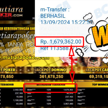 Bukti Withdraw ( 1,679,362,-) Member Setia Mutiarapoker