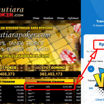 Bukti Withdraw ( 4,015,400,-) Member Setia Mutiarapoker