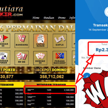 Bukti Withdraw ( 2,340,000,-) Member Setia Mutiarapoker