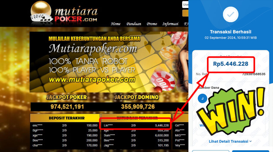 Bukti Withdraw ( 5,446,228,-) Member Setia Mutiarapoker