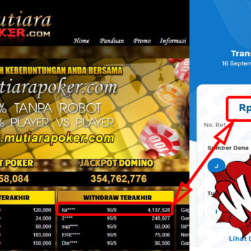 Bukti Withdraw ( 4,137,528,-) Member Setia Mutiarapoker