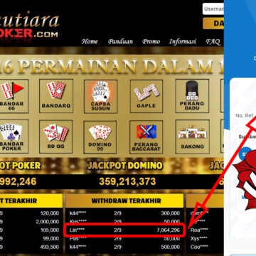 Bukti Withdraw ( 7,064,296,-) Member Setia Mutiarapoker