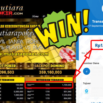 Bukti Withdraw ( 1,709,000,-) Member Setia Mutiarapoker